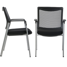 Load image into Gallery viewer, GM Seating Ever Guest Chair - Mesh Back Stacking Chairs with Fabric Seat - Ergonomic Chair with Lumber Support for Home Office School Church - Comfortable Reception Chairs - Black (Pack of 2)