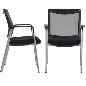 GM Seating Ever Guest Chair - Mesh Back Stacking Chairs with Fabric Seat - Ergonomic Chair with Lumber Support for Home Office School Church - Comfortable Reception Chairs - Black (Pack of 2)