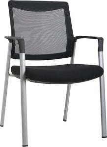 GM Seating Ever Guest Chair - Mesh Back Stacking Chairs with Fabric Seat - Ergonomic Chair with Lumber Support for Home Office School Church - Comfortable Reception Chairs - Black (Pack of 2)