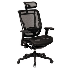 Load image into Gallery viewer, GM Seating Enklave Ergonomic Office Chair - Mesh Hi Back Executive Desk Chair - Adjustable Lumber support &amp; Armrest - Black Base with Headrest &amp; Seat Slide - Modern Comfortable Desk Chair for Home and Office – Black