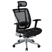 Load image into Gallery viewer, GM Seating Enklave XL Ergonomic Office Chair - Mesh Hi Back Executive Desk Chair - Adjustable Lumber support &amp; headrest - Chrome Base with Headrest &amp; Seat Slide - Modern Comfortable Desk Chair for Home and Office – Black