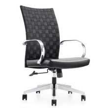 Load image into Gallery viewer, GM Seating Weeve Office Chair - High-Back Adjustable Swivel Desk Chair for Home or Office - Leather Executive Office Chair with Aluminum Arms &amp; Base - Black