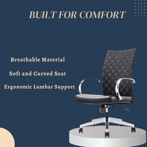 GM Seating Weeve Office Chair - High-Back Adjustable Swivel Desk Chair for Home or Office - Leather Executive Office Chair with Aluminum Arms & Base - Black