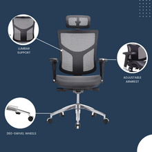 Load image into Gallery viewer, GM Seating Dreem II Ergonomic Office Chair - Mesh Hi Back Executive Desk Chair - Chrome Base with Headrest &amp; Seat Slide - Modern Comfortable Desk Chair for Home and Office - 4D Adjustable Armrest – Black