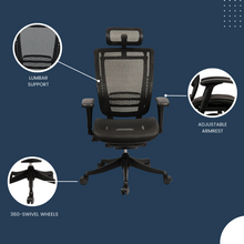 Load image into Gallery viewer, GM Seating Enklave Ergonomic Office Chair - Mesh Hi Back Executive Desk Chair - Adjustable Lumber support &amp; Armrest - Black Base with Headrest &amp; Seat Slide - Modern Comfortable Desk Chair for Home and Office – Black