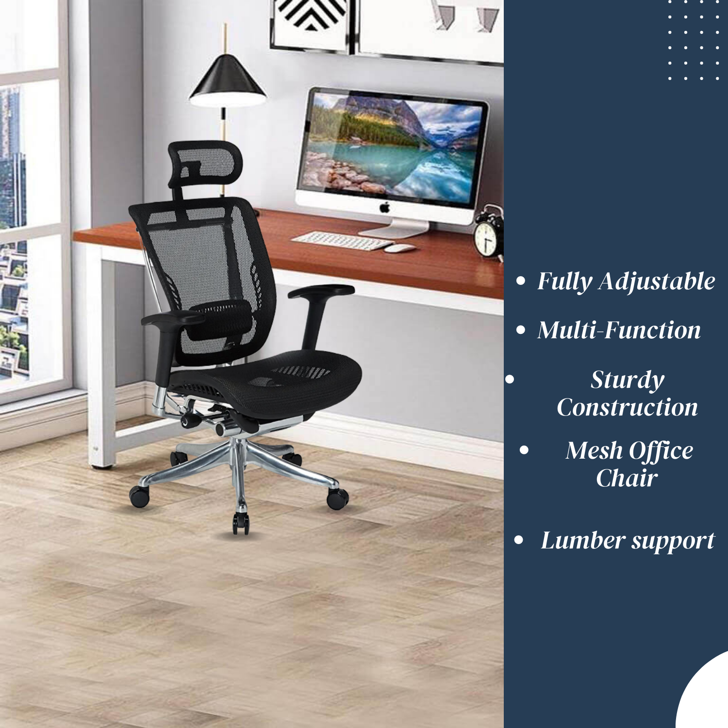 Ergonomic Office Chair, Comfortable High Back Mesh Computer Chair Rolling  Desk Chair - 4D Adjustable Armrest, Adjustable Headrest, Dynamic Lumbar